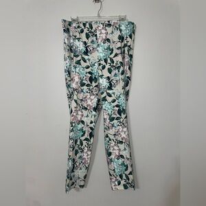 J. Jill Pants Womens Side Zip Floral Linen Stretch Casual Size Medium NEW